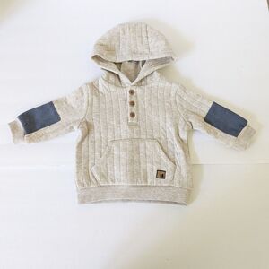 Mario Lopez Baby Boy Hoodie Sweatshirt Full Zip 6-9M Pocket Patches 1/2 Button